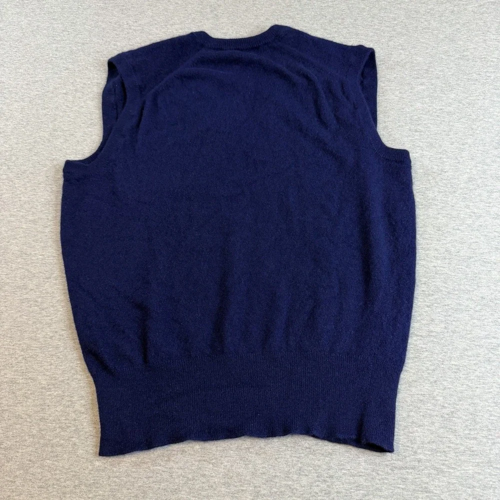Vintage Drumlanrig Cashmere Sweater Vest Navy Blue V-Neck Scotland 36